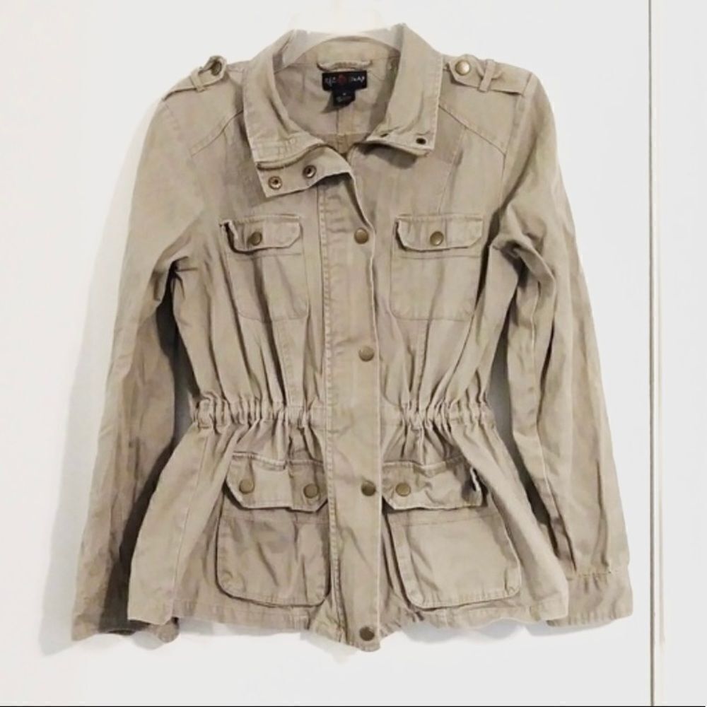 Red Snap Tan Zip Up Field Utility Jacket